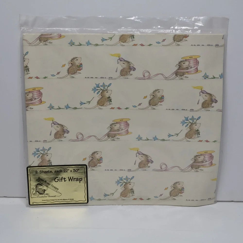 Vintage House-Mouse Designs & Current‎ Mouse-Tail Gardens Gift Wrap 6 Sheets